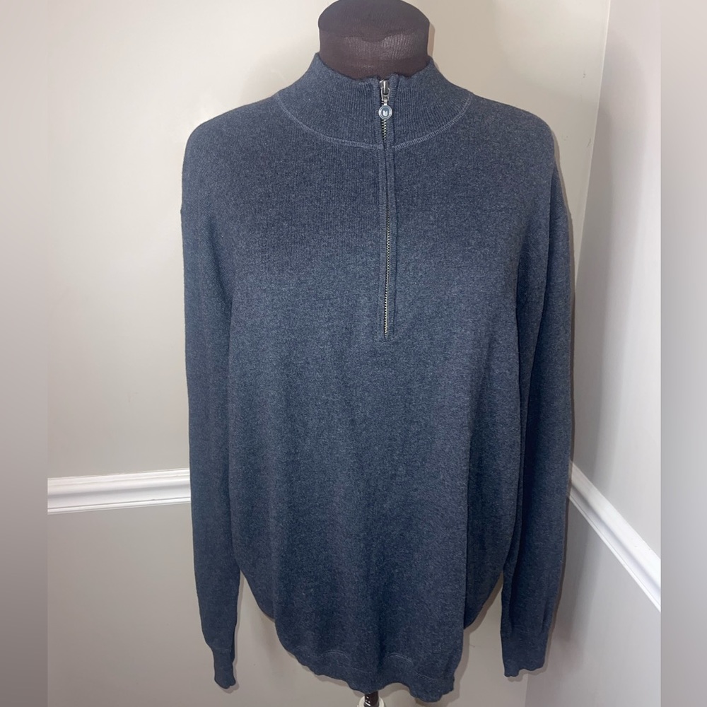 LINKSOUL GOLF COTTON CASHMERE 1/4 ZIP SWEATER LS360‎ Heather Gray sz L Sweater